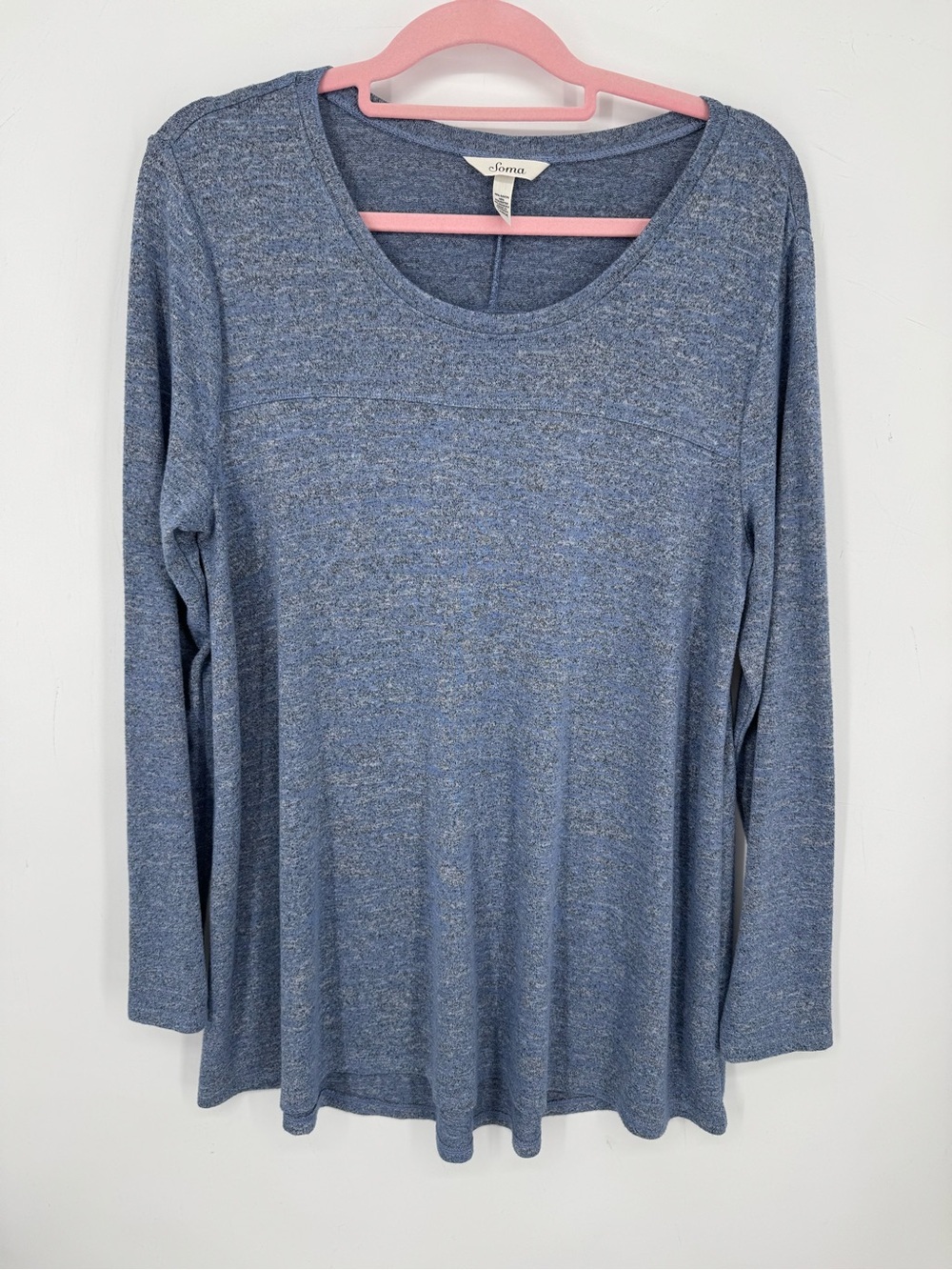 Soma Soft Blue Long Sleeve Lounge Top Relaxed Cozy Casual Everyday Size Large
